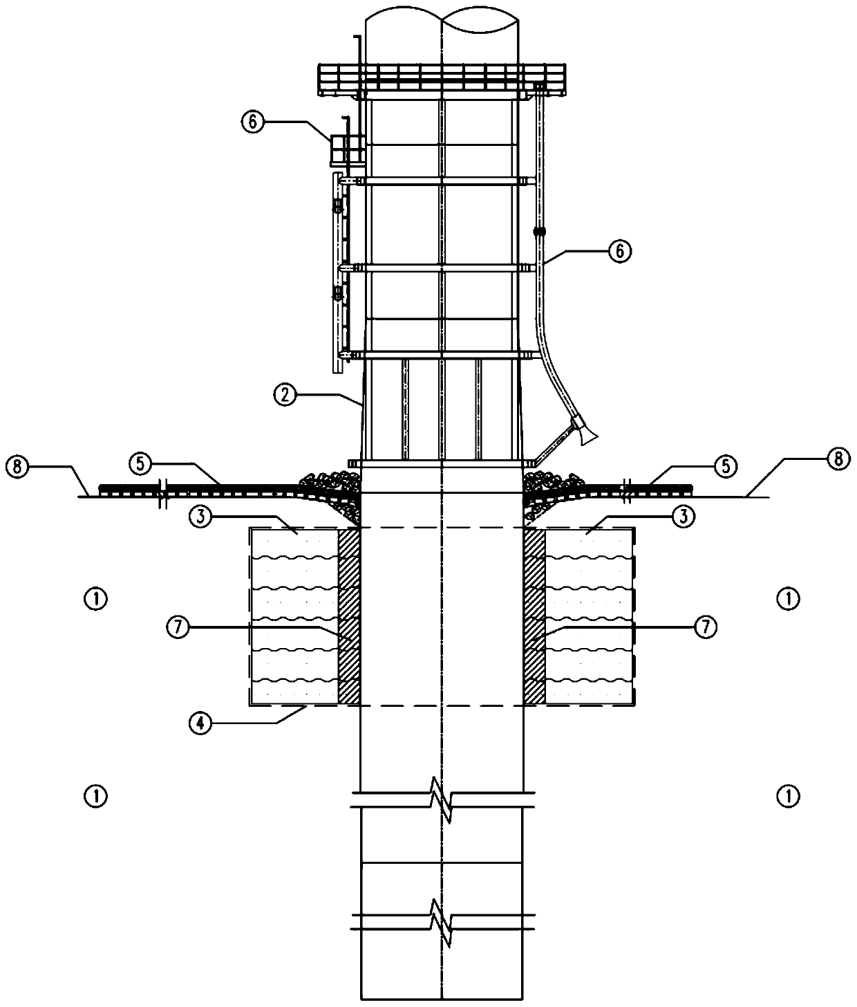 Offshore single pile foundation with high pressure jet grouting pile reinforced foundation