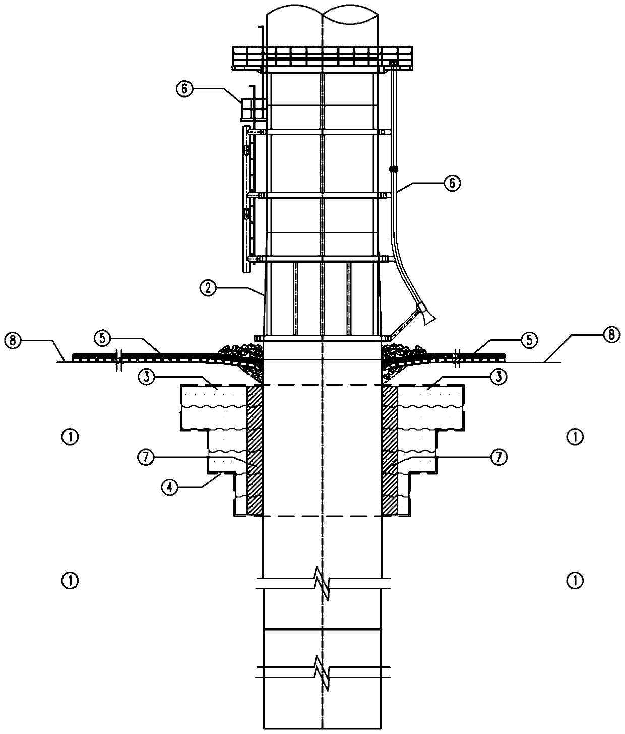 Offshore single pile foundation with high pressure jet grouting pile reinforced foundation