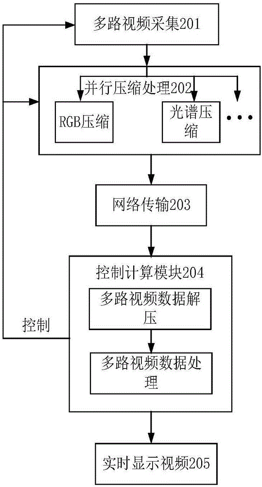 Portable real-time collecting and processing device for hyperspectral video, and method thereof