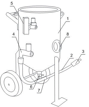 Movable sand blowing polishing machine achievement method