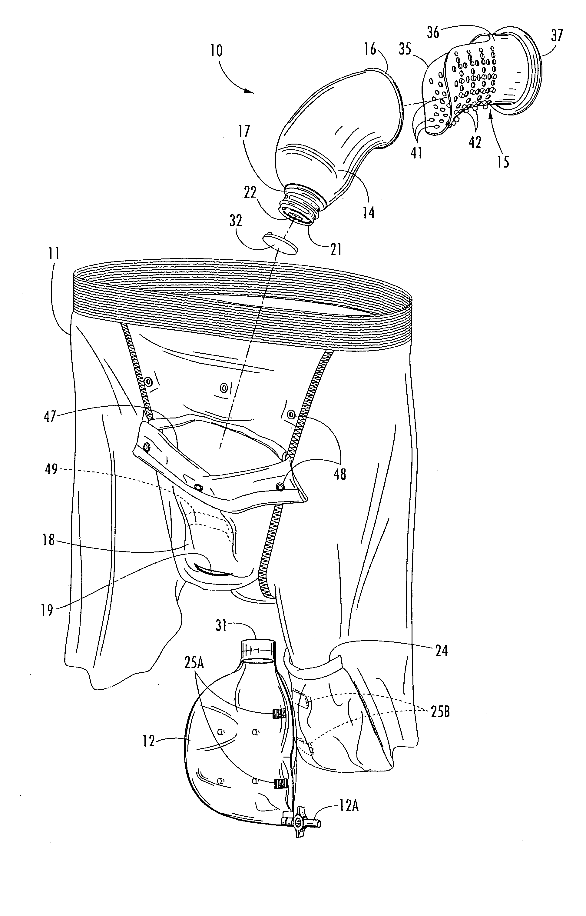 Receptacle for a male incontinence device