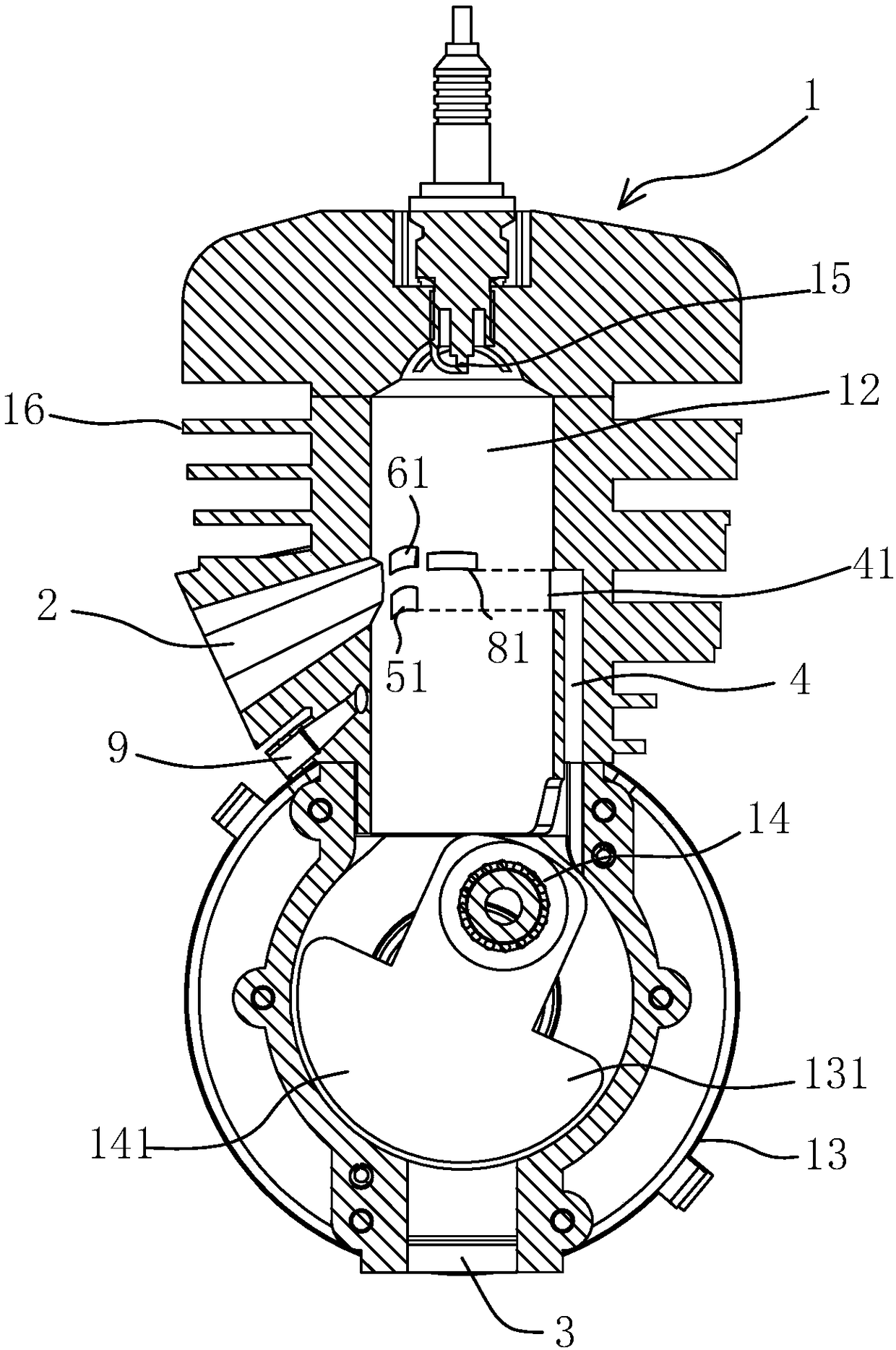 A two-stroke internal combustion engine