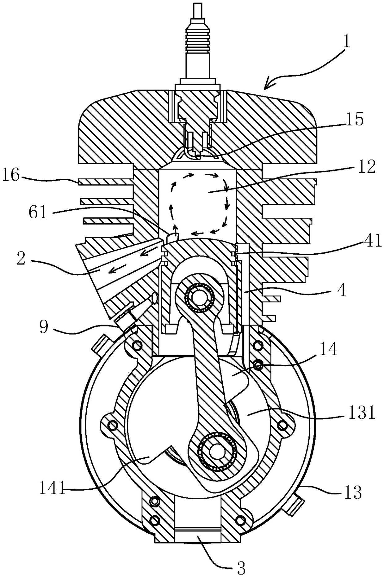 A two-stroke internal combustion engine