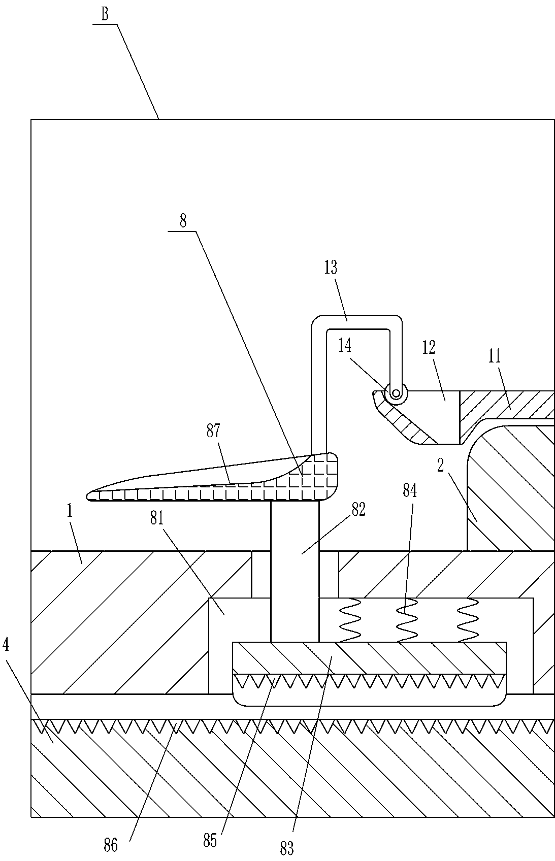 Nail discharging device for fixedly connecting building formworks