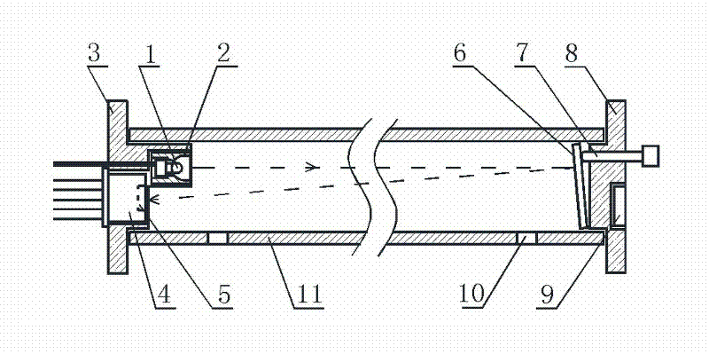 Long-optical-path and light-intensity-adjustable infrared methane gas sensor