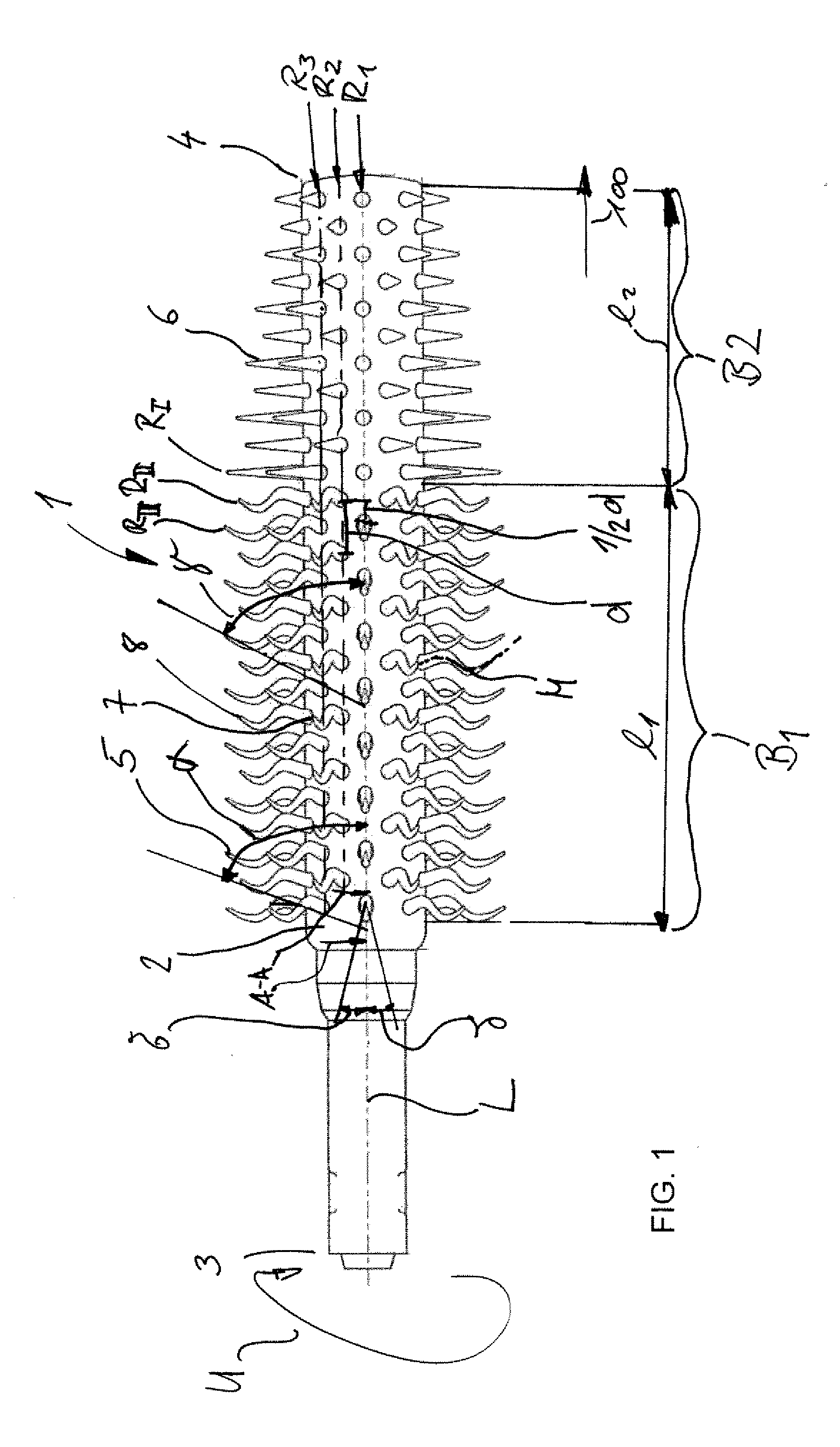 Applicator device, in particular for a mascara applicator, cosmetics applicator, in particular mascara applicator comprising an applicator device, and application unit comprising the applicator device