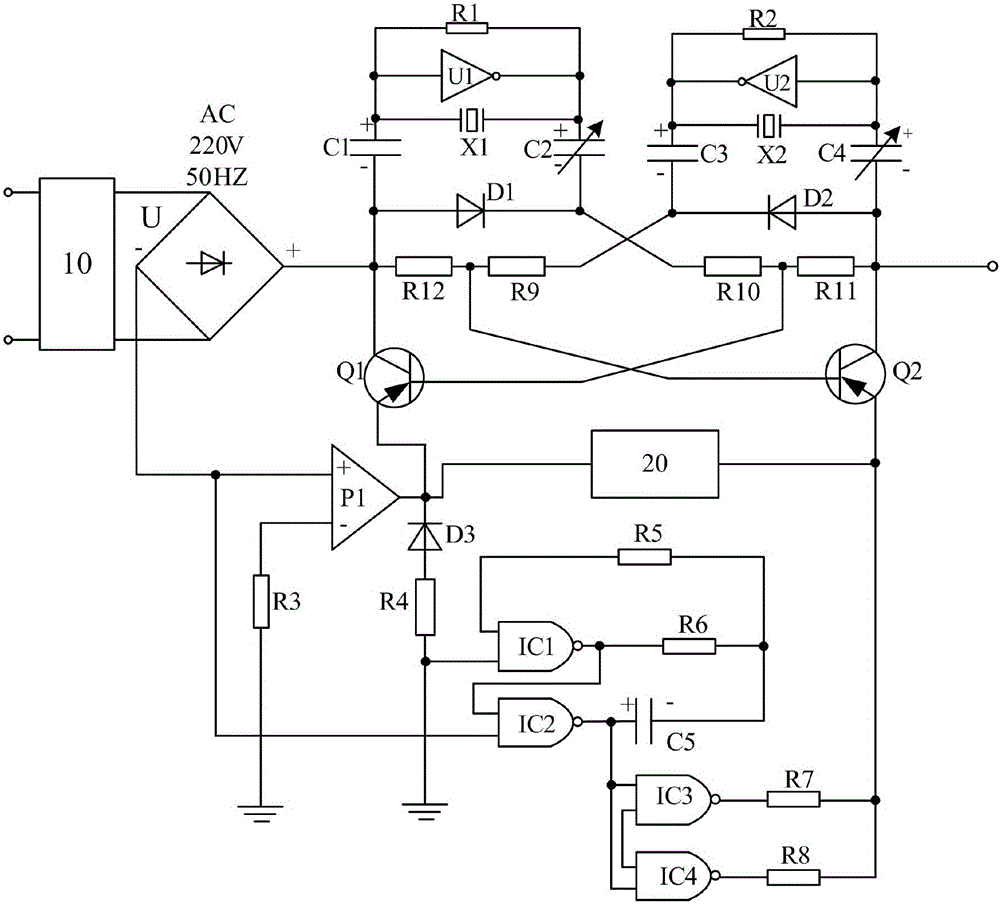 Composite protective logic amplification driving power supply for power fault detection