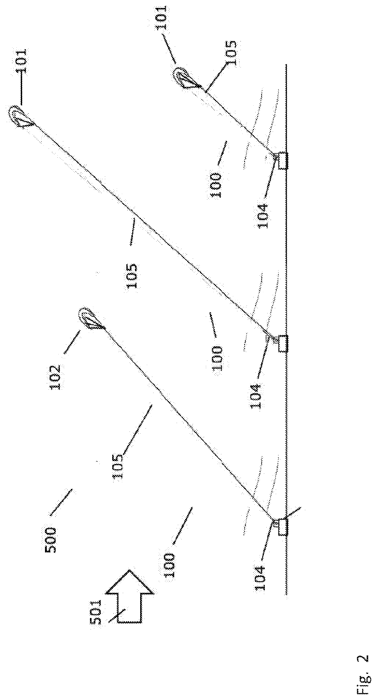 Wind energy park with airborne wind energy systems and a direct current (DC) internal grid