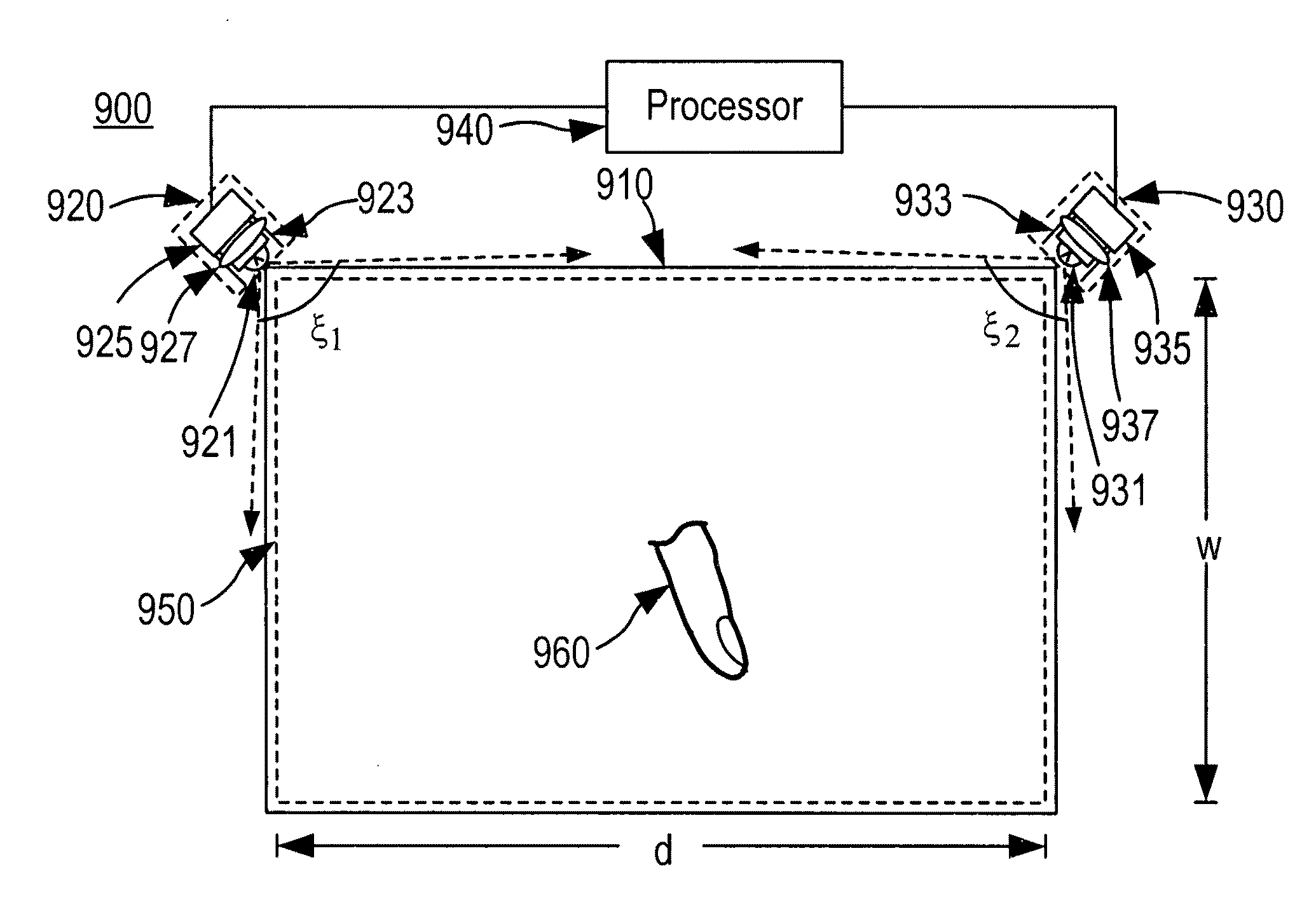 Optical touch screen system and method for recognizing a relative distance of objects