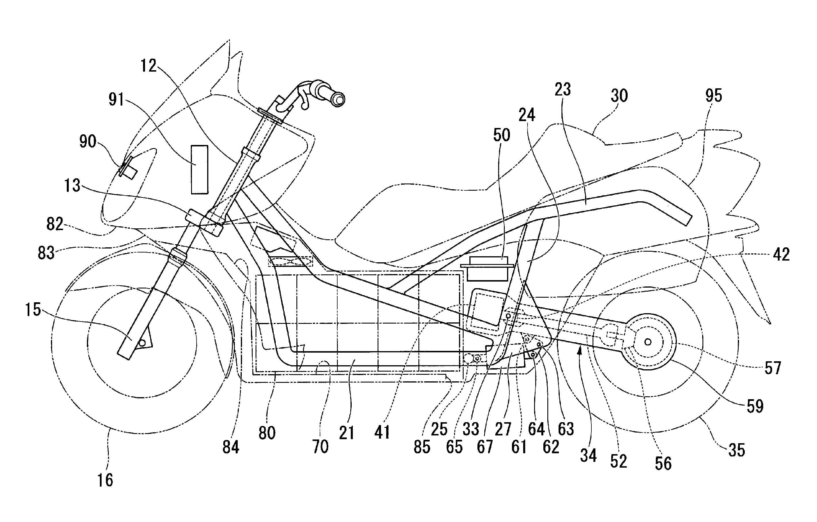 Electric vehicle having drivetrain and suspension