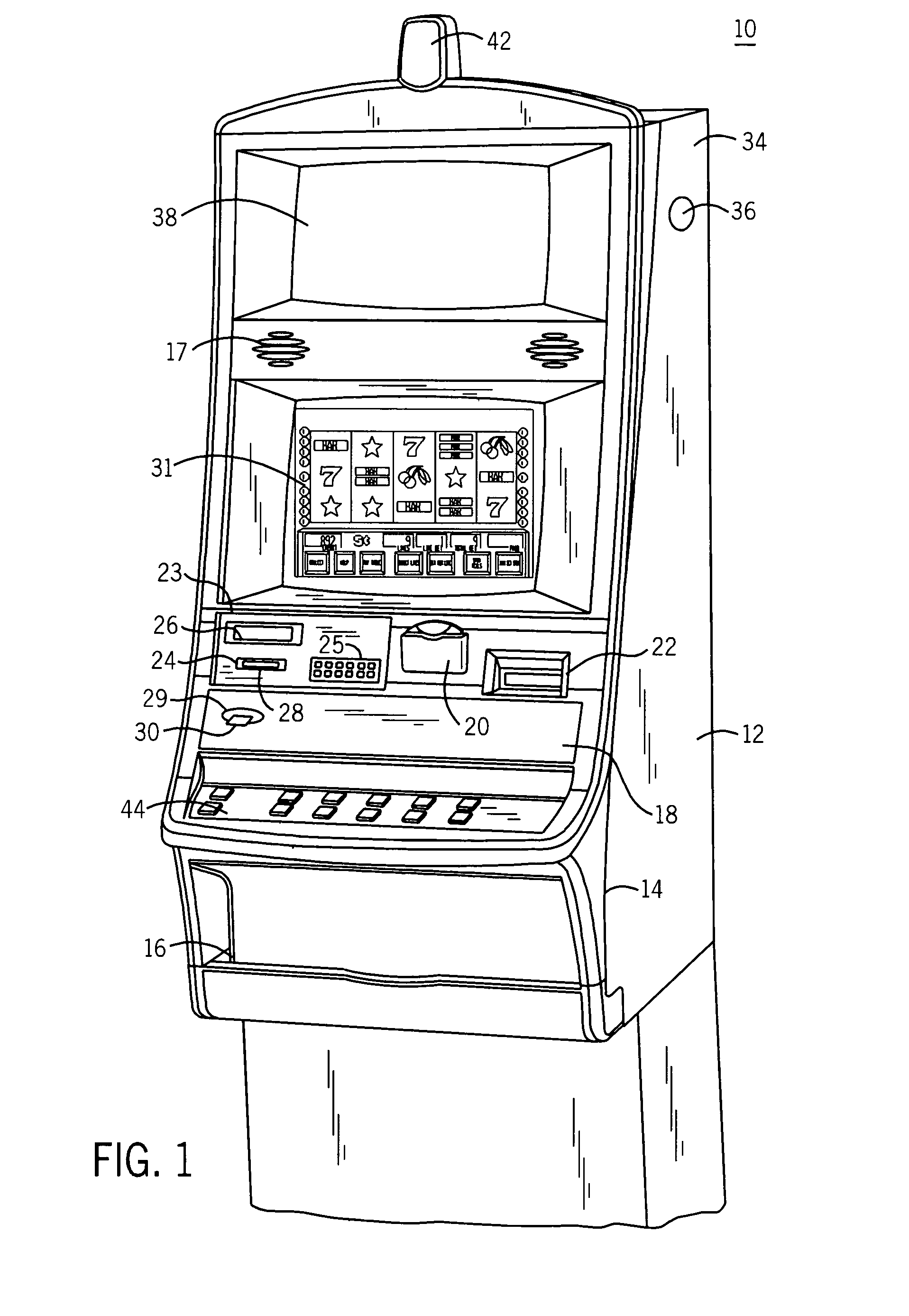 Gaming machine with a trunnion mounted display