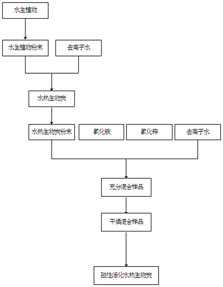 Preparation method and application of magnetically-activated hydrothermal biological carbon