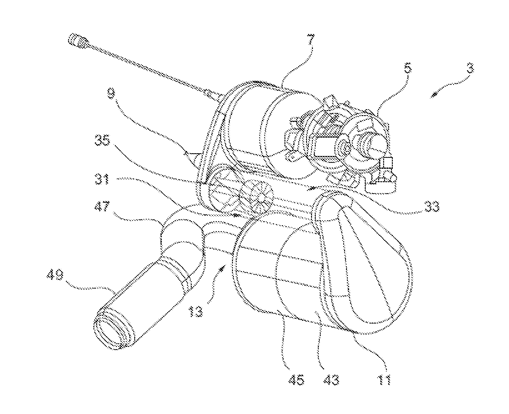 Cylinder Block Arrangement with an Exhaust Gas System