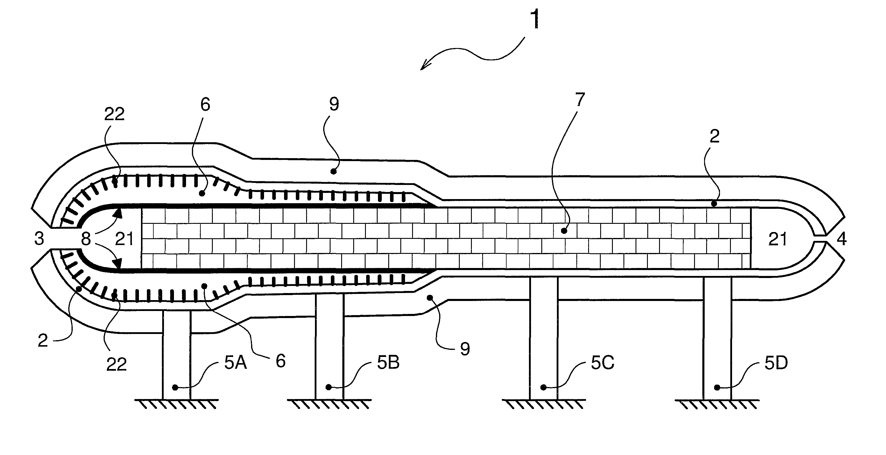 Vessel of a heat storage and release apparatus, heat storage and release assembly, and energy production plant