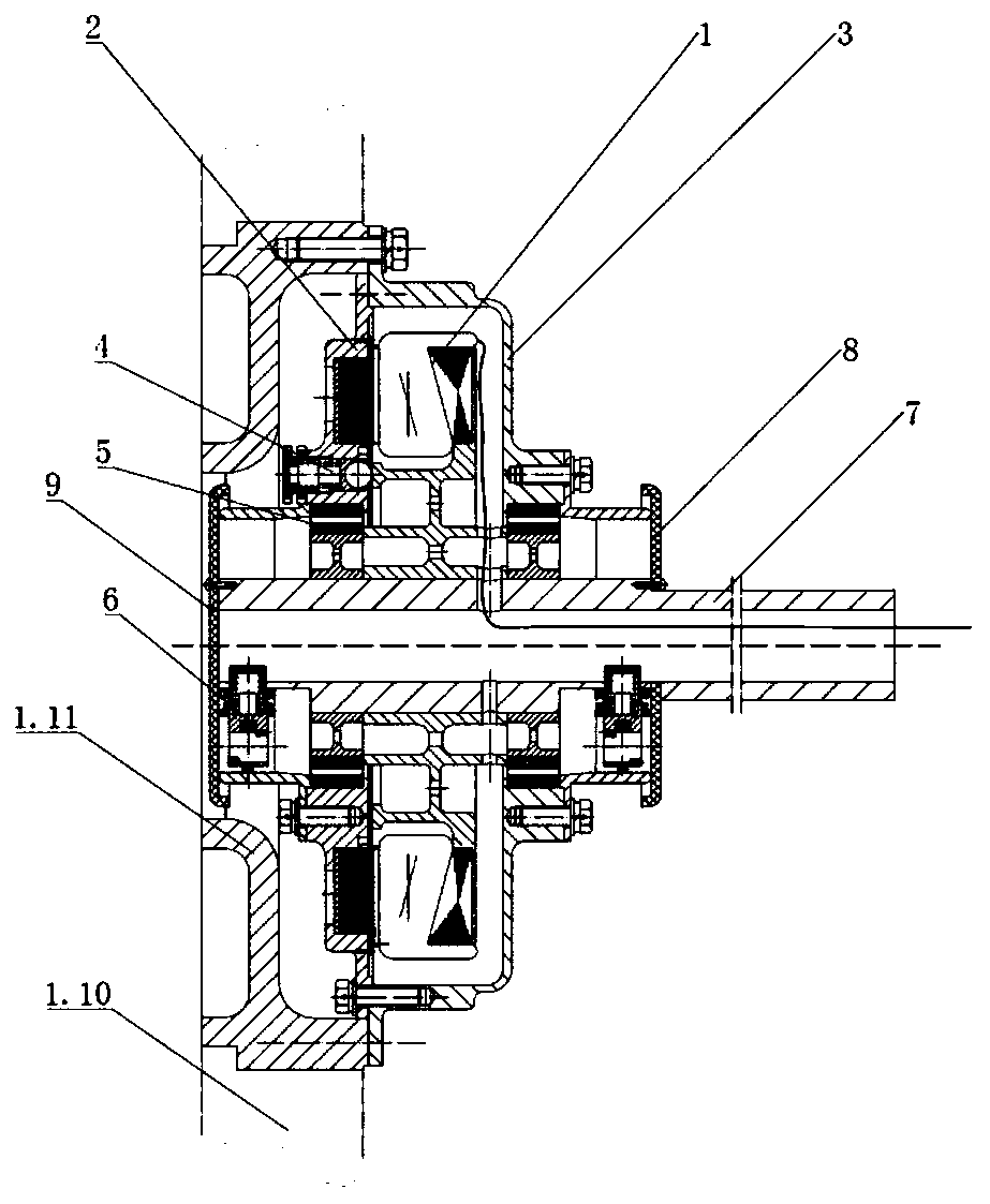 Hub motor for directly driving urban rail bullet train wheels