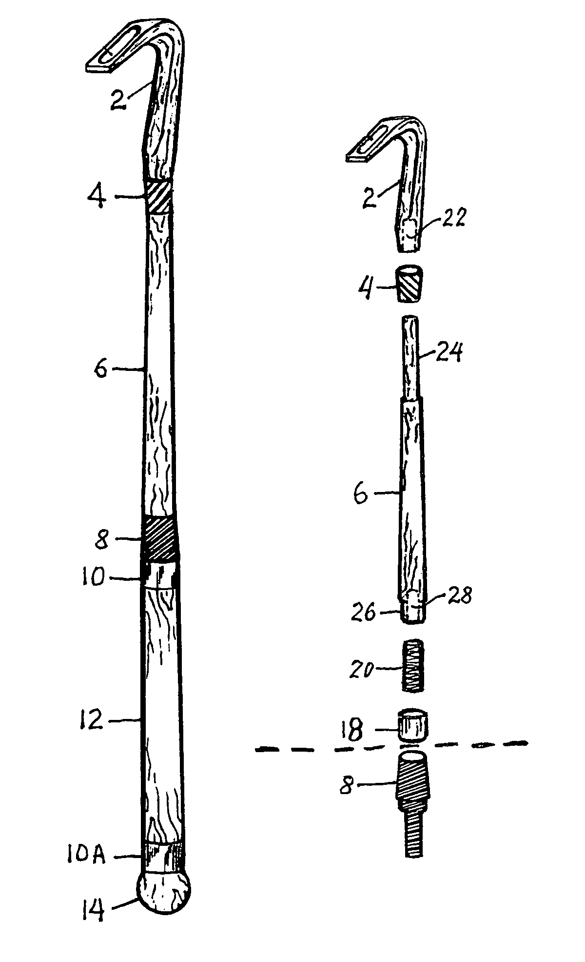 Component craps stick