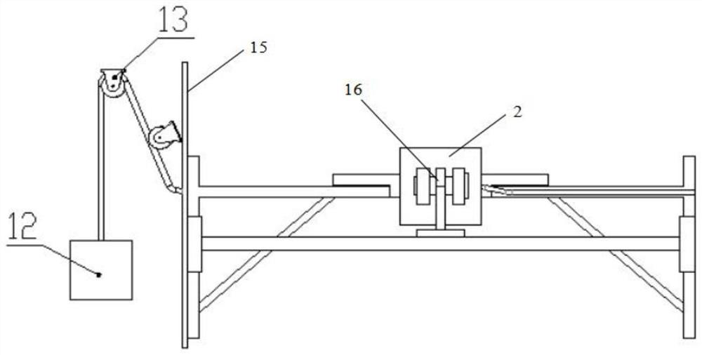 Supersonic flow calibration large-stroke single-point displacement measurement device for wind tunnel and wiring method