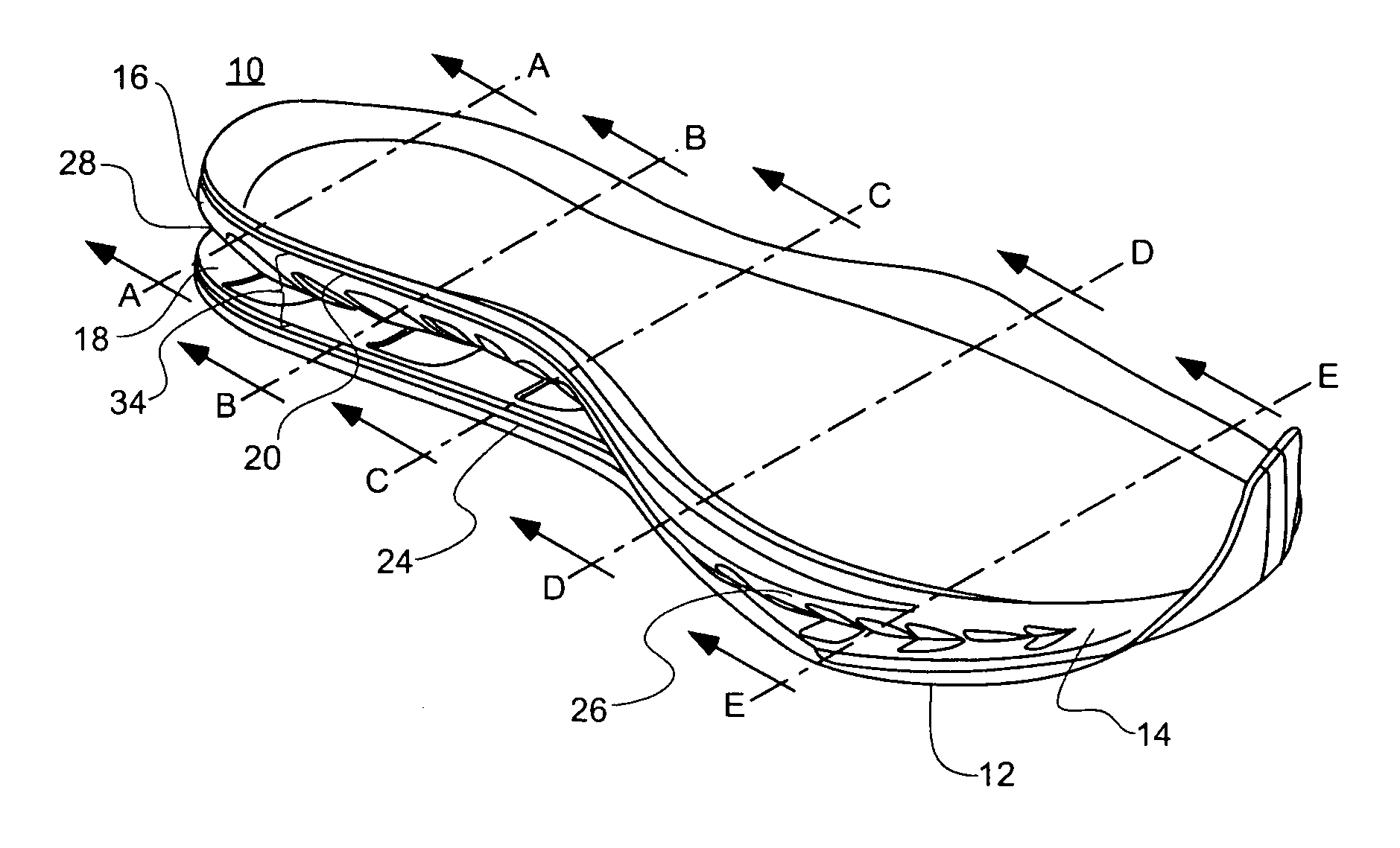 Shoe sole for increasing instability