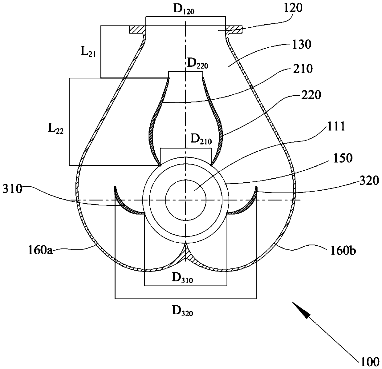 Centrifugal blower with efficient aerodynamic efficiency