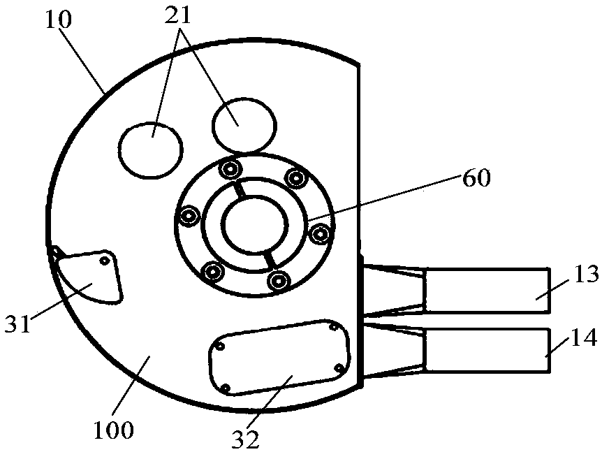 Tab laser cutting device and cutting block assembly thereof