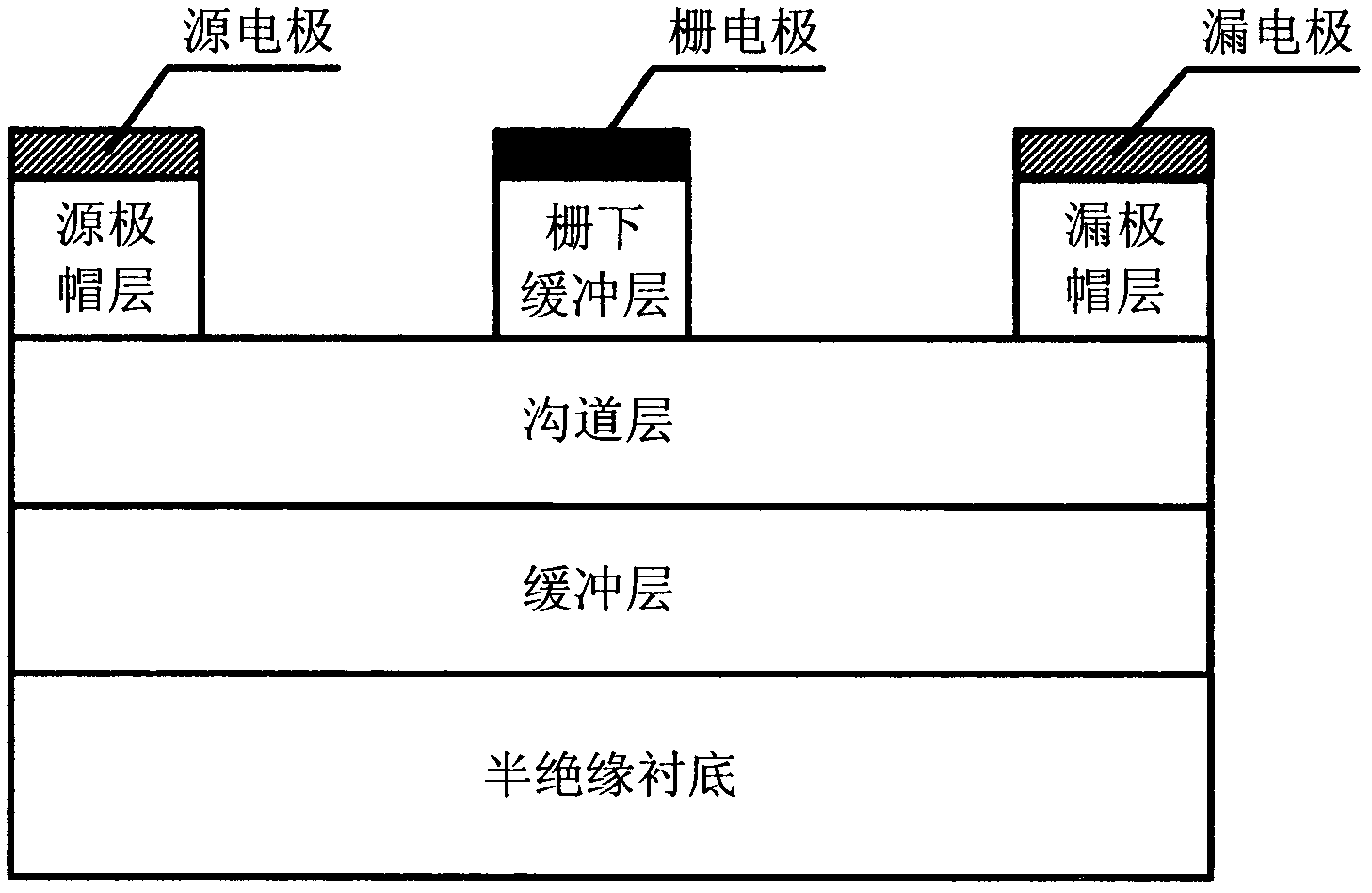 Metal-semiconductor field-effect transistor with gate lower buffer layer structure and manufacturing method