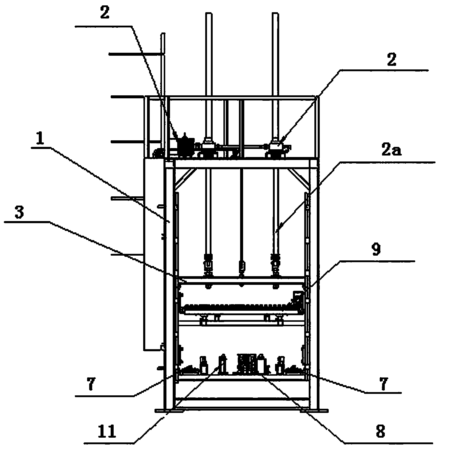 Large-sized green brick storing method and device used in front of kiln