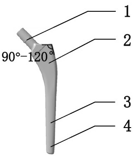 Human body personalized hip joint femoral stem prosthesis adopting lightweight design and manufacturing method thereof