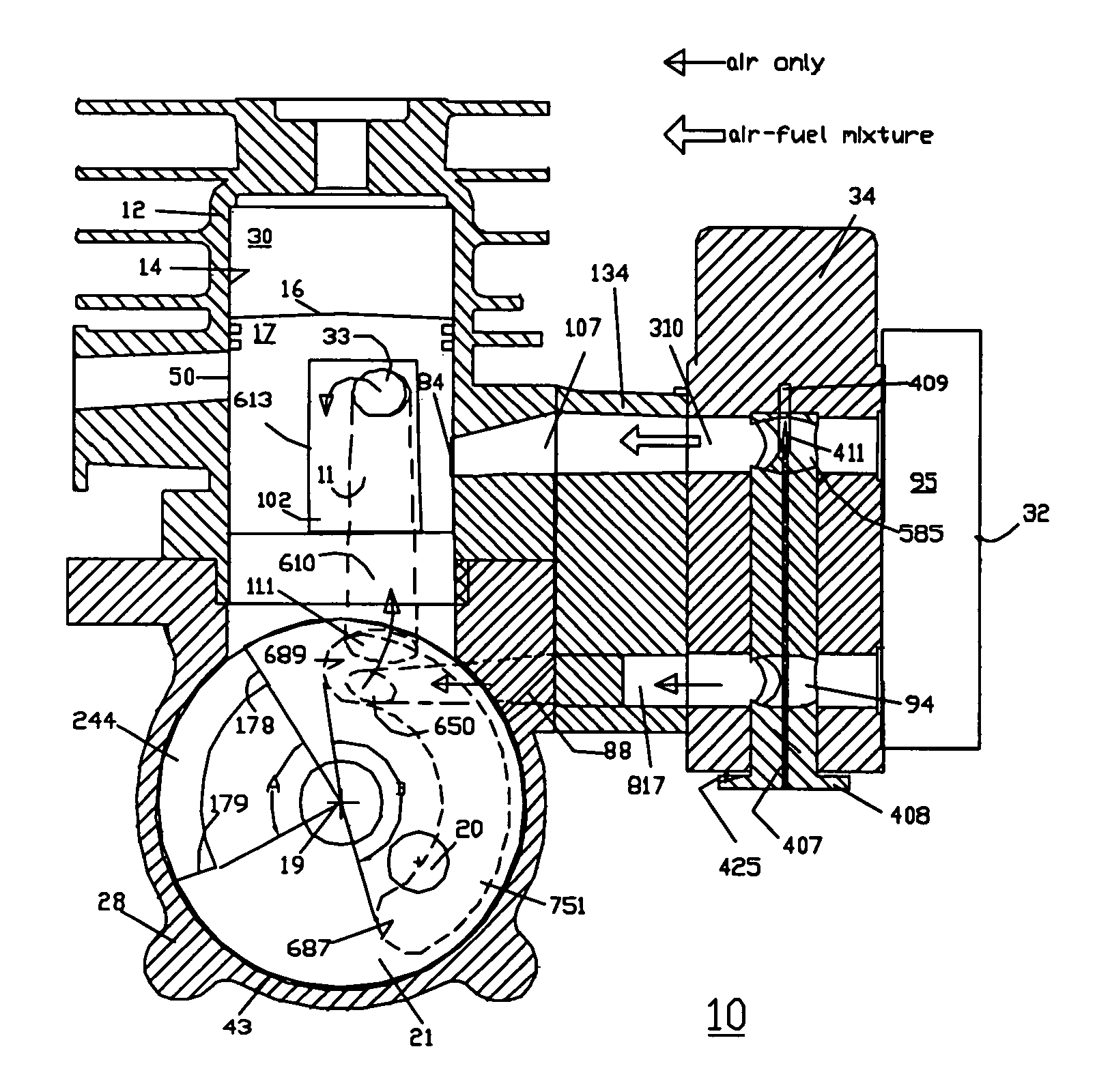 Stratified scavenged two-stroke engine