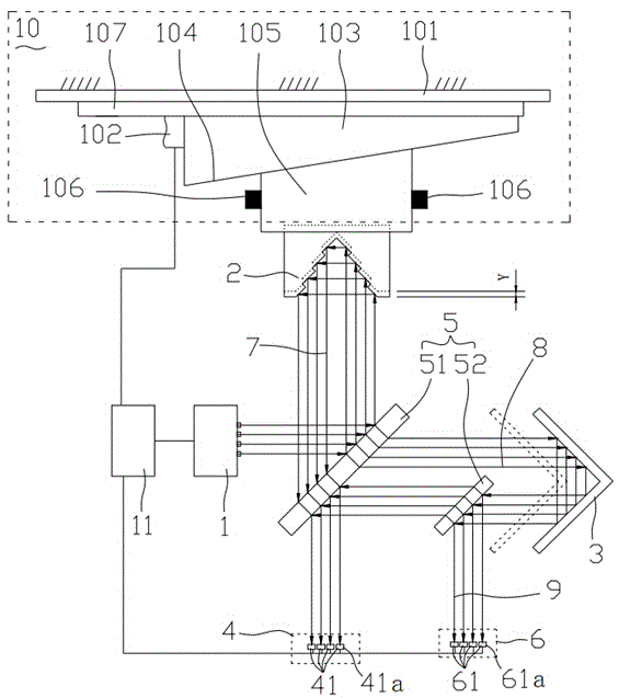 Magnetic micro-displacement platform type ladder angle mirror laser interferometer, calibration method and measurement method