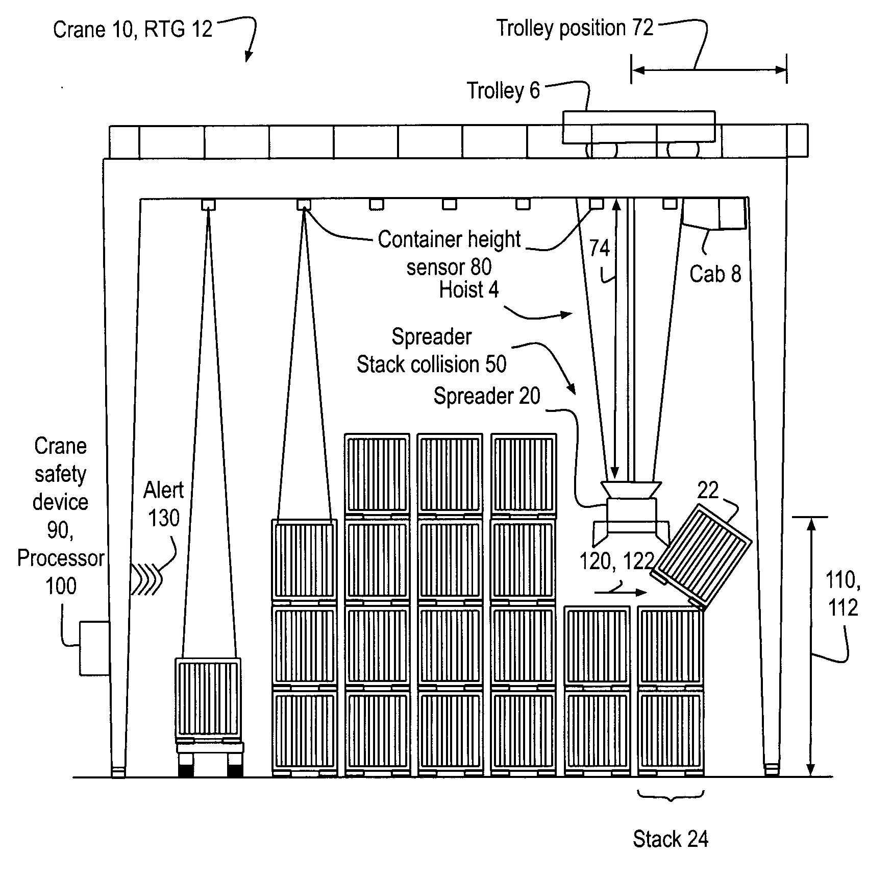 Method and apparatus for crane topple/collision prevention