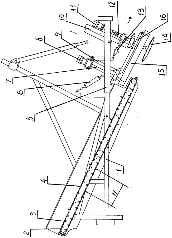 Harvesting device for Chinese cabbage type crops