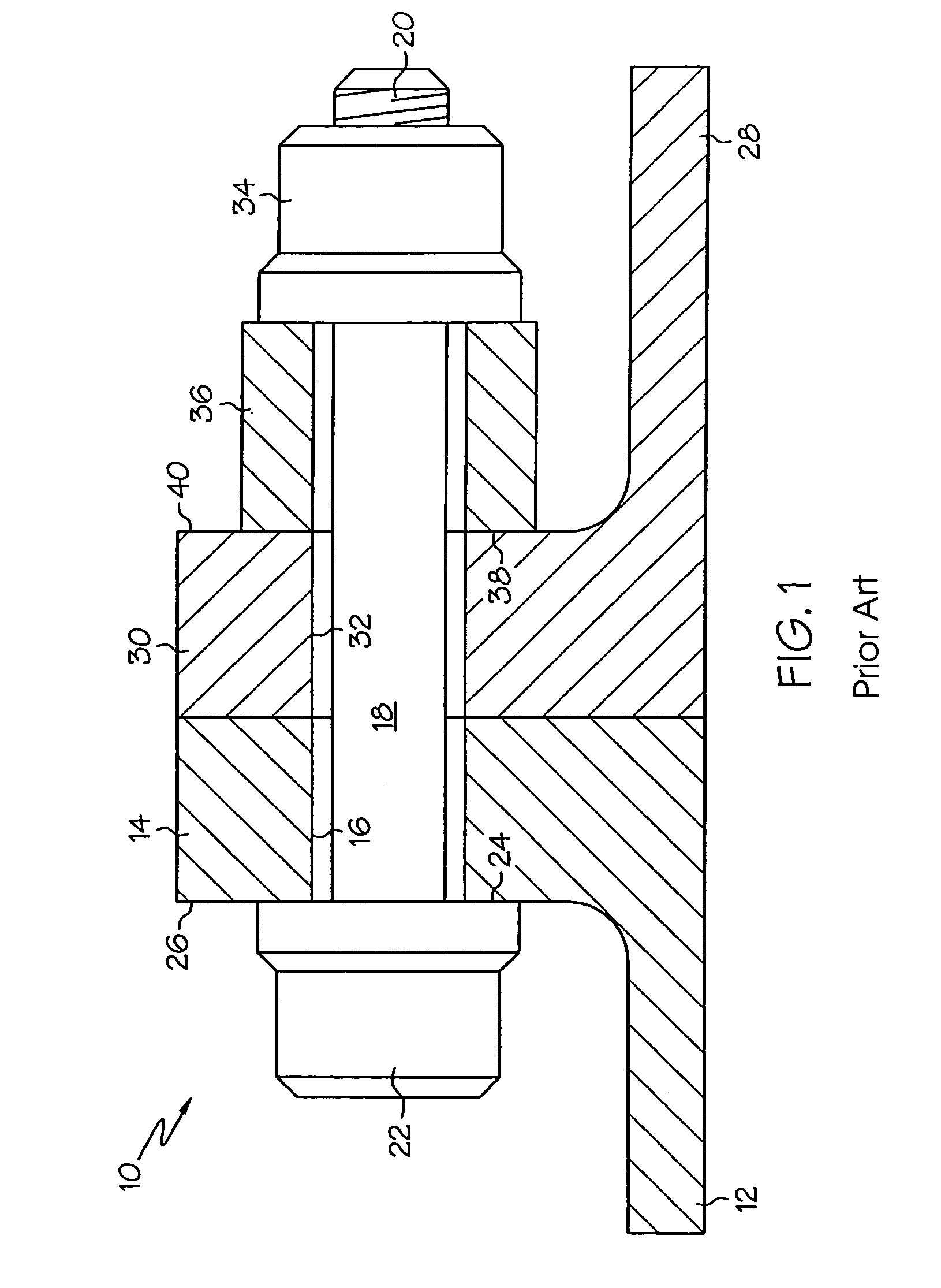 Bolting arrangement including a two-piece washer for minimizing bolt bending