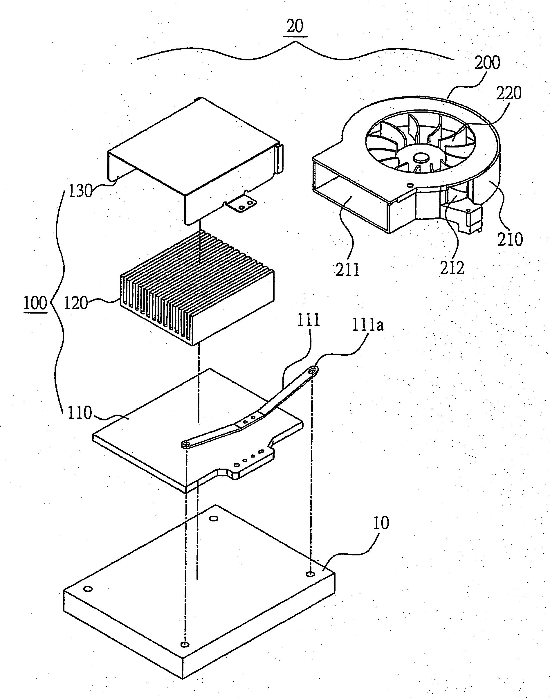 Fan-driven heat dissipating device with enhanced air blowing efficiency