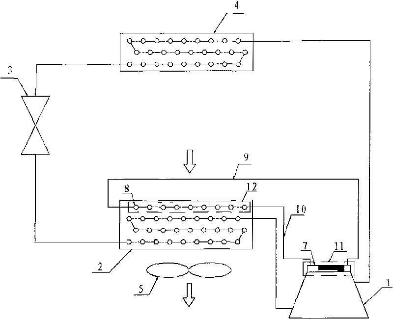 Air-cooling heat pump using excess heat of compressor for frost prevention