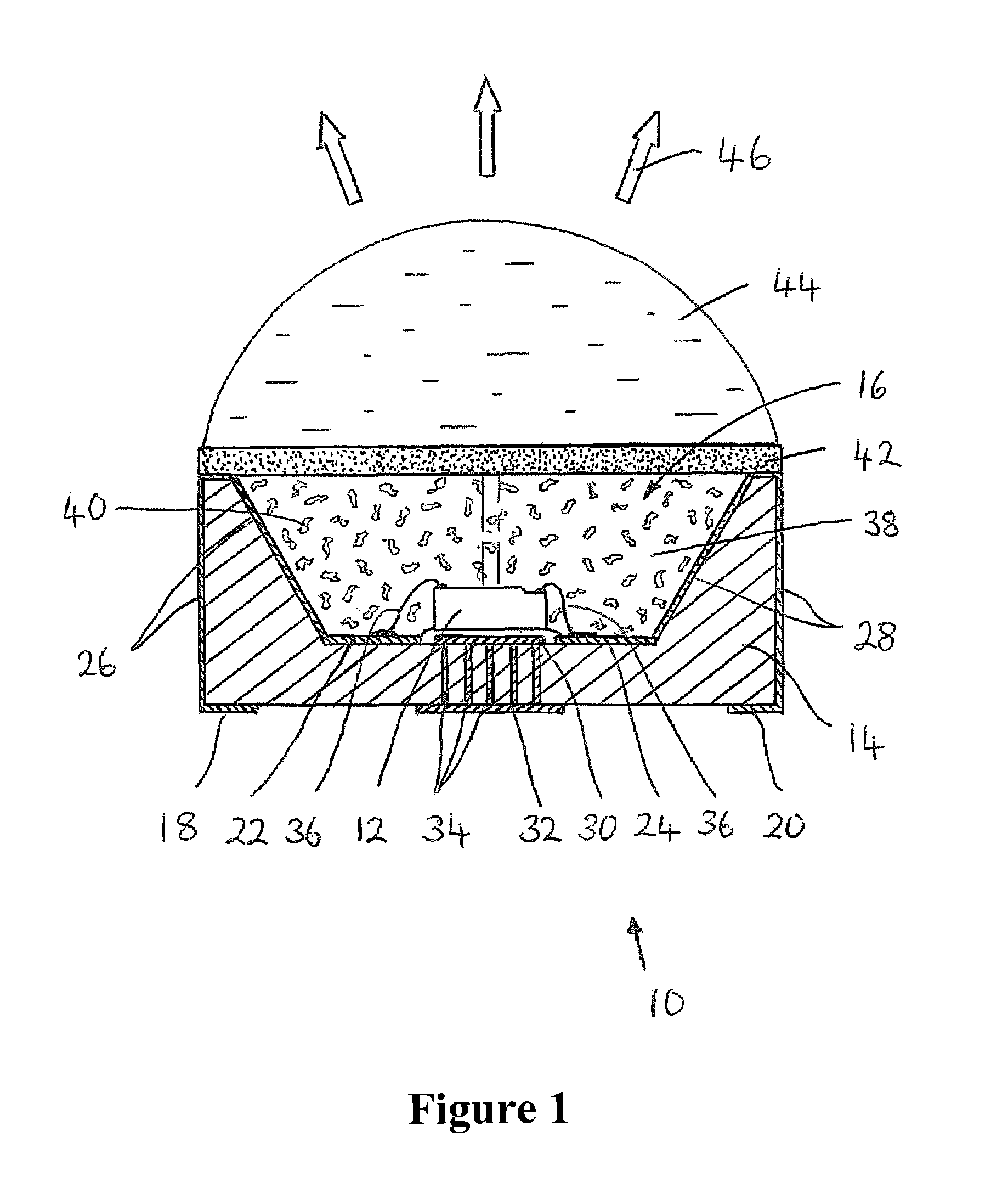 Light emitting device with phosphor wavelength conversion