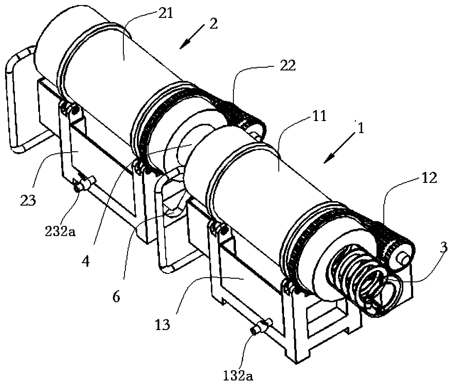 Screw conveying and cleaning device