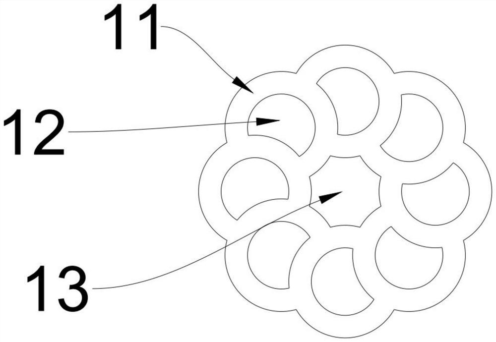 Multi-C-shaped high-hollowness bright fiber and preparation method thereof