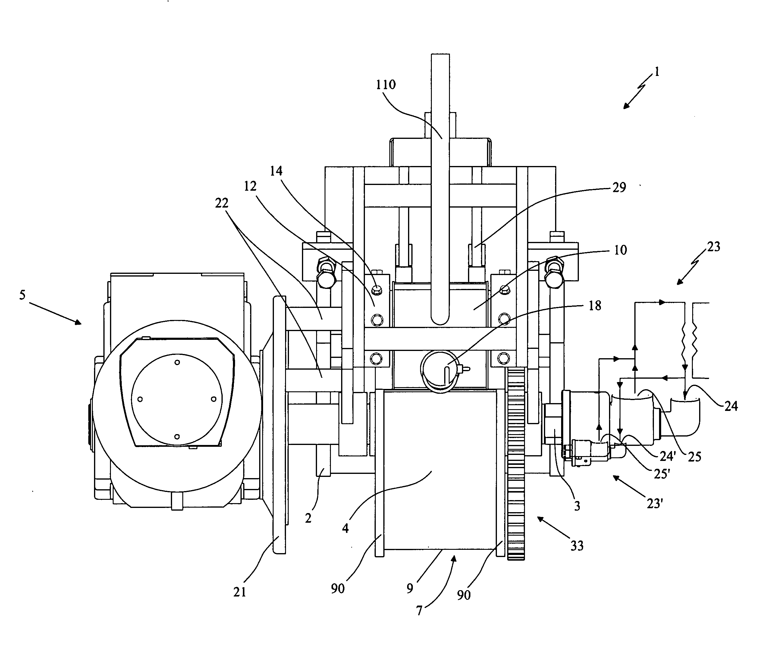 Continuous casting machine for forming a lead alloy strip of large thickness