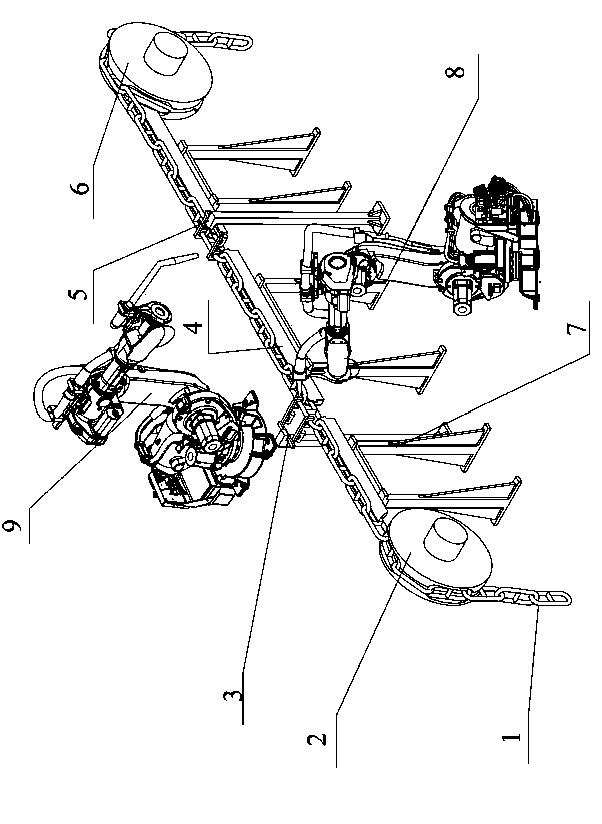 Automatic anchor chain transom welding device