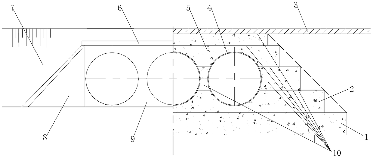 Highway culvert structure and construction method using hdpe winding reinforced pipe and foam concrete