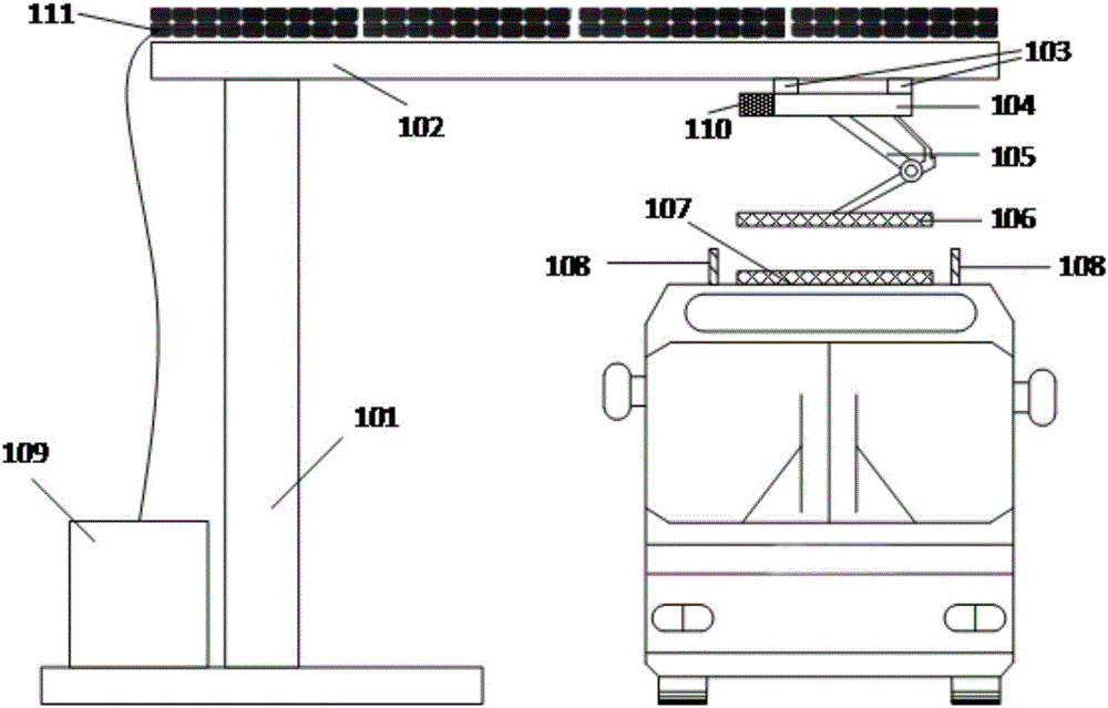 Suspension type wireless charging system of electric bus platform