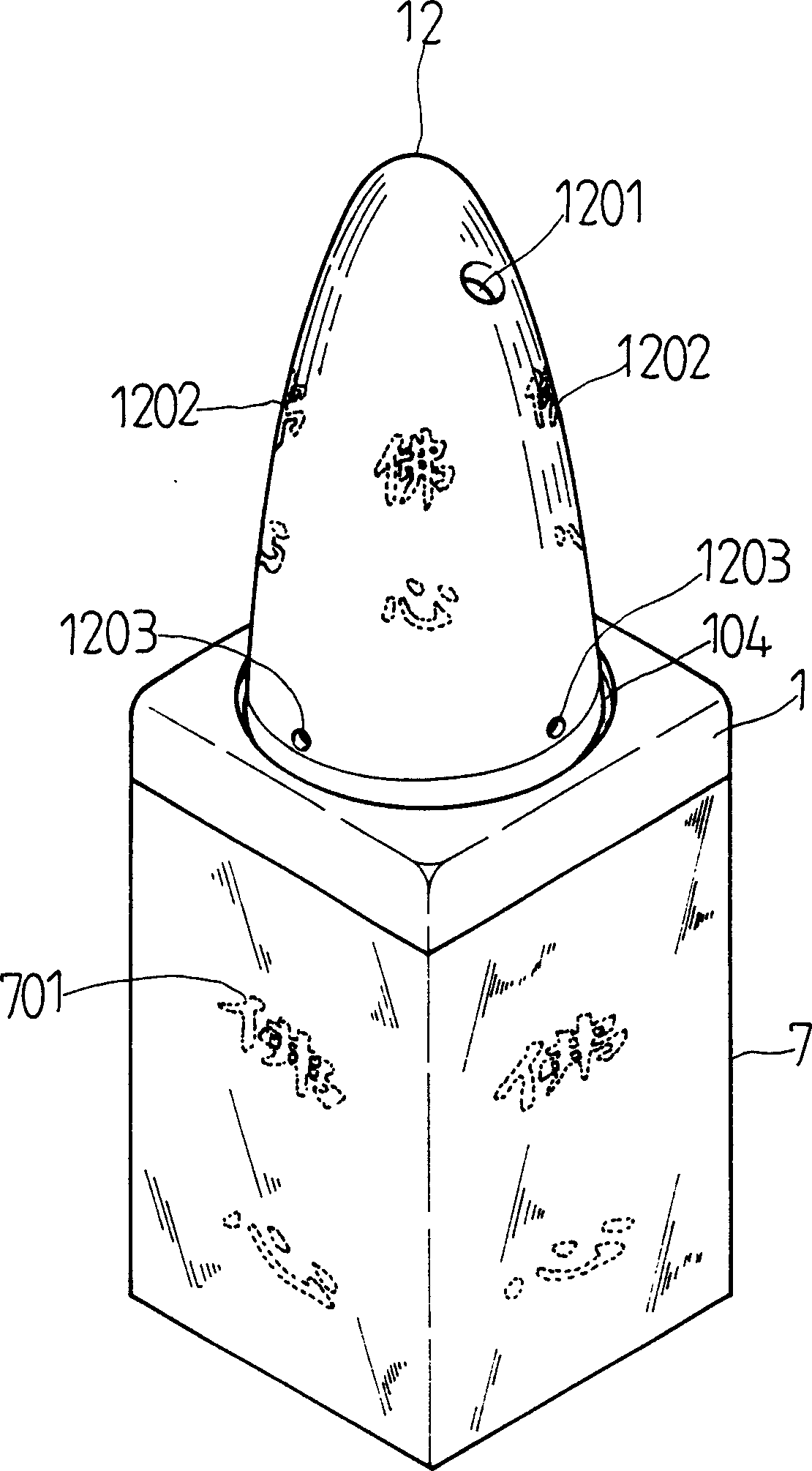 Oil lamp capable of automatic displaying characters and patterns and with multi-purpose and hood device