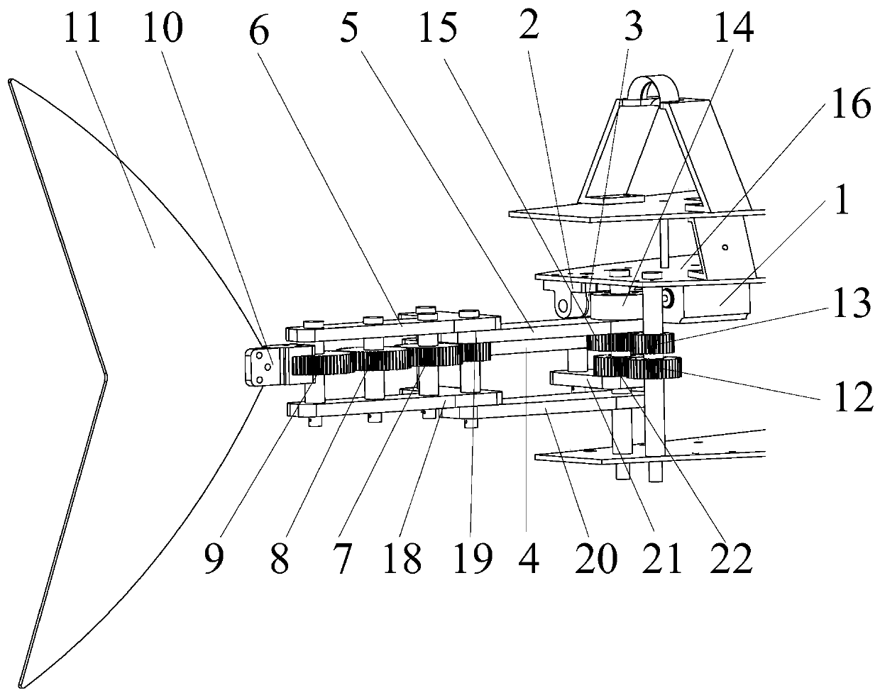 Bionic fishtail based on gear connecting rod mechanism