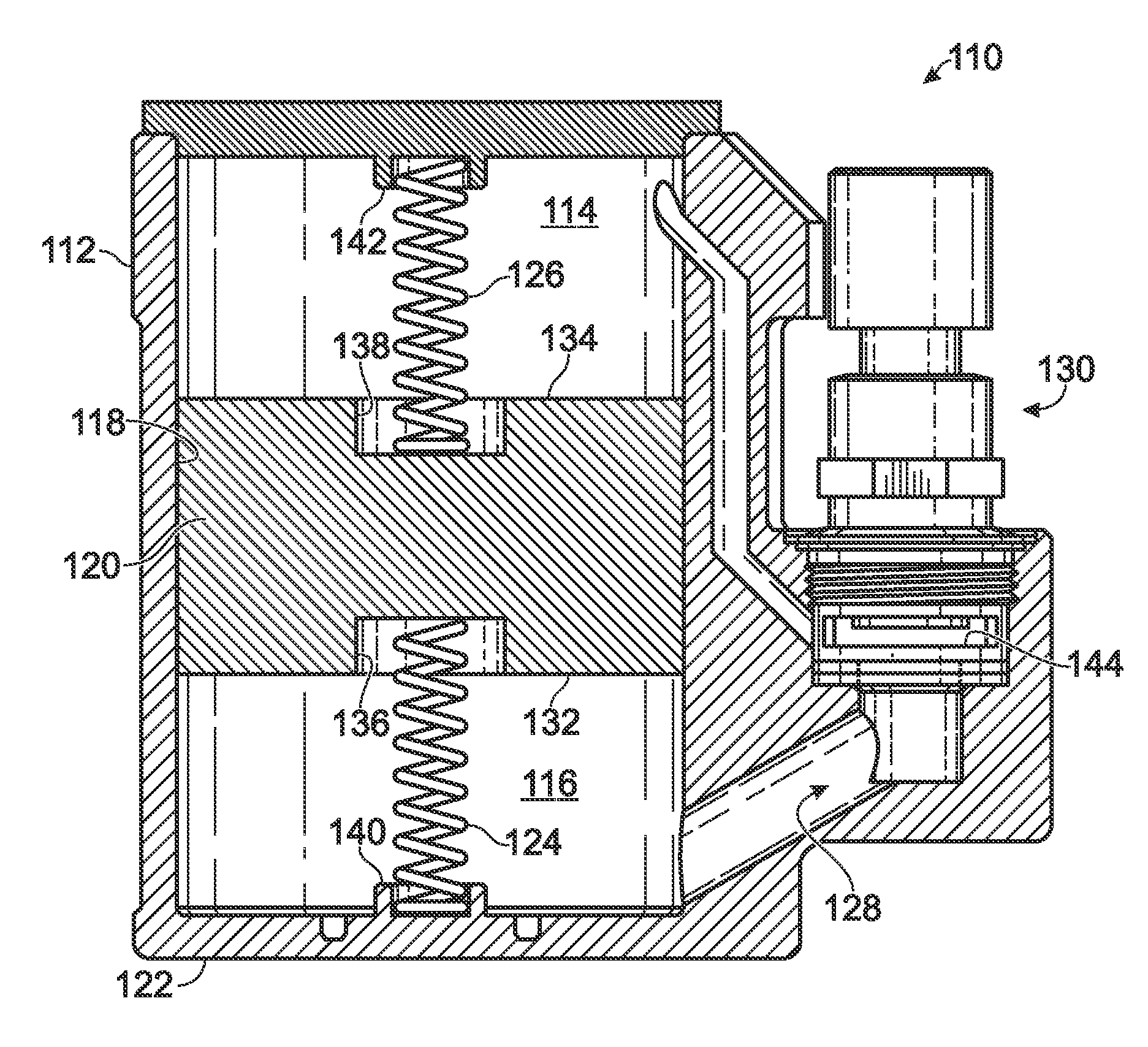 Translational tuned mass damper with continuously adjustable damping characteristics for application to high speed wind tunnel testing