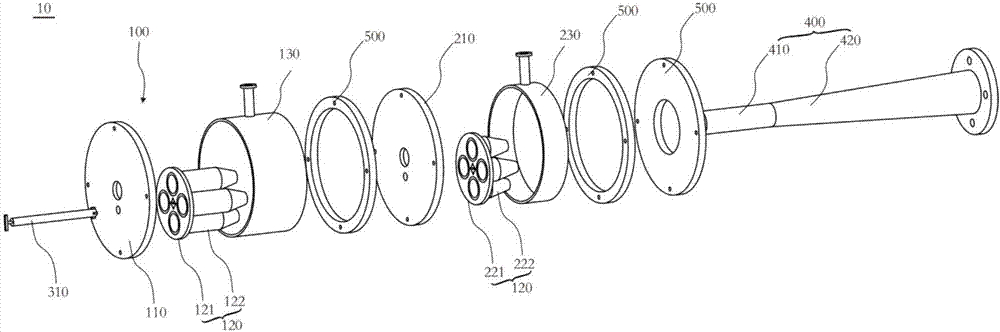 Double-level ejector with adjustable nozzles