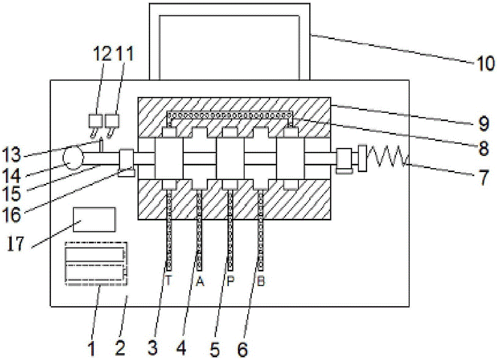 Teaching display board of three-position four-way reversing valve