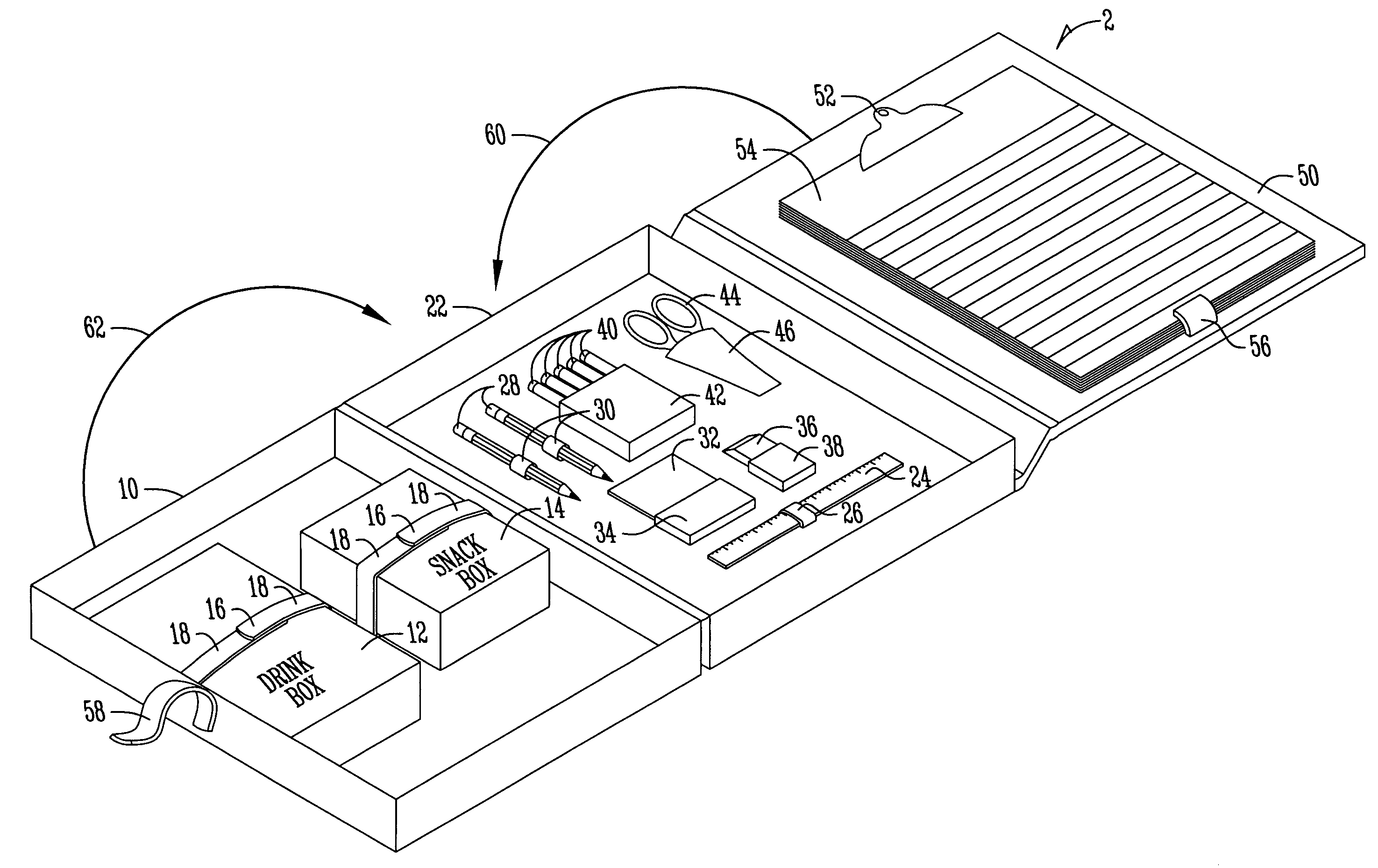 Apparatus and method for storing snack items and school supplies