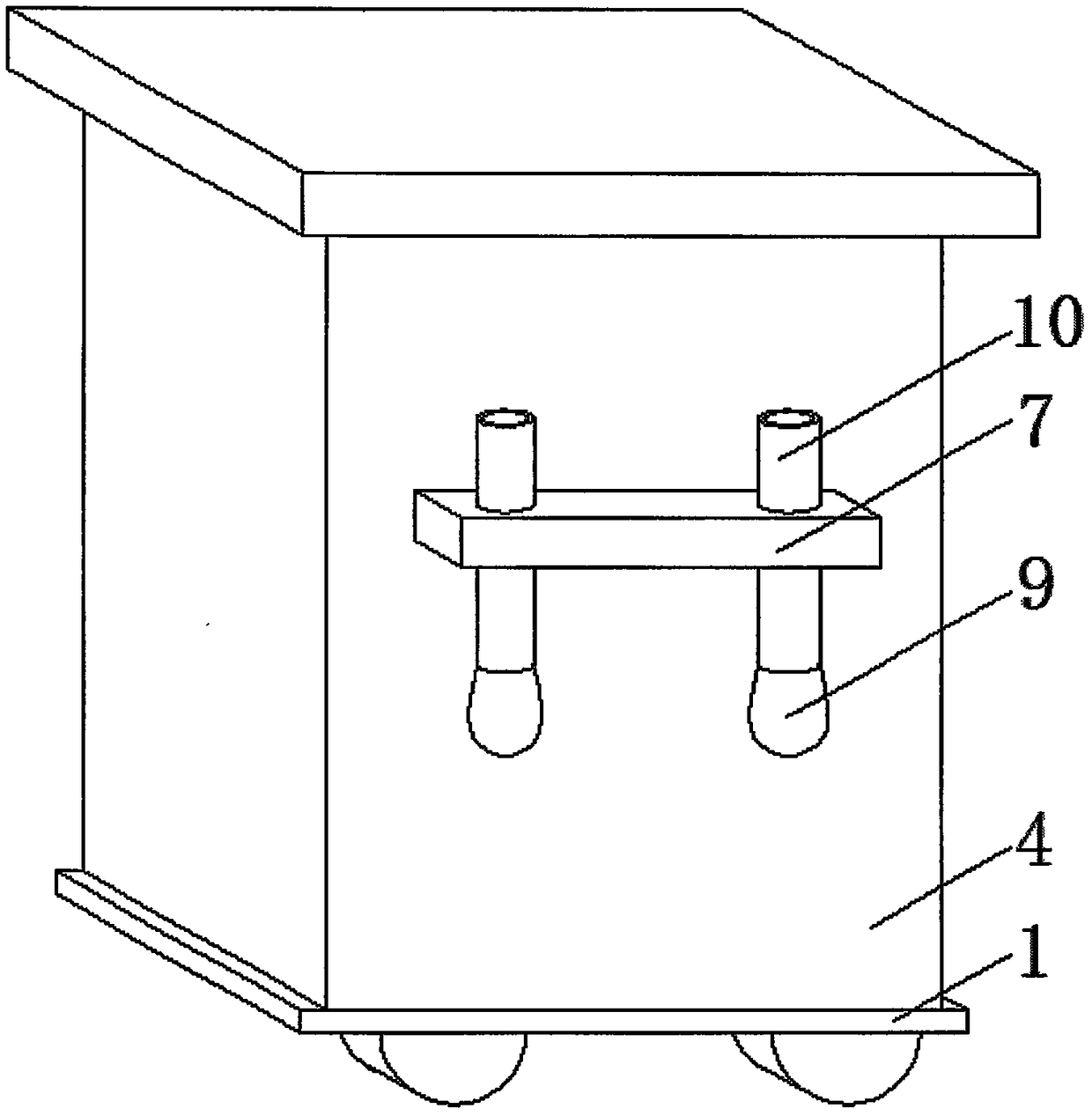 Heat dissipation type power supply box with shock absorbing function