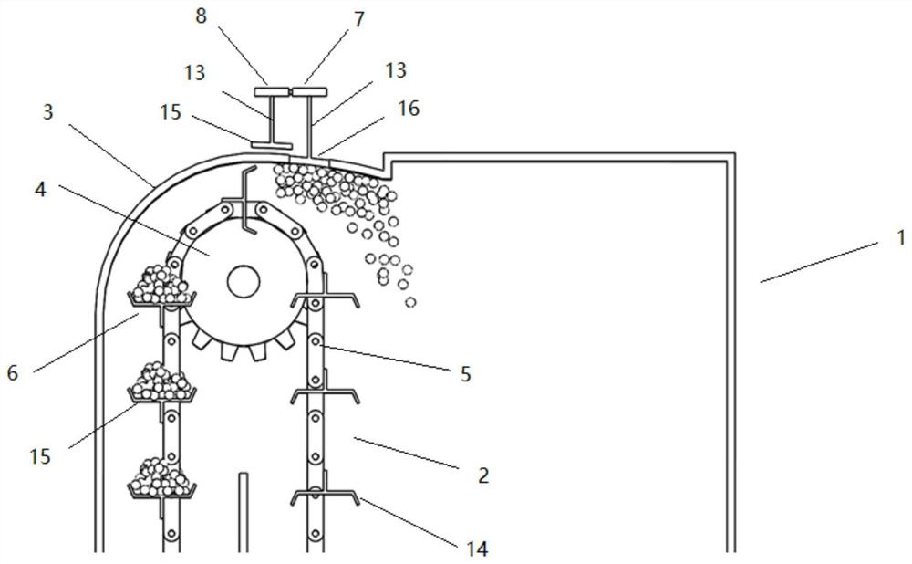 Combine harvester grain flow detection device based on centrifugal force analysis and detection method thereof