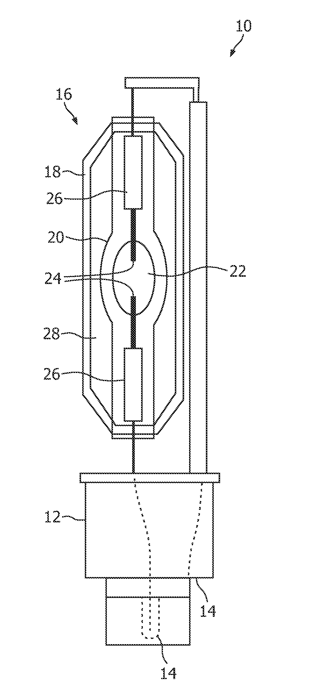 Thorium-free discharge lamp